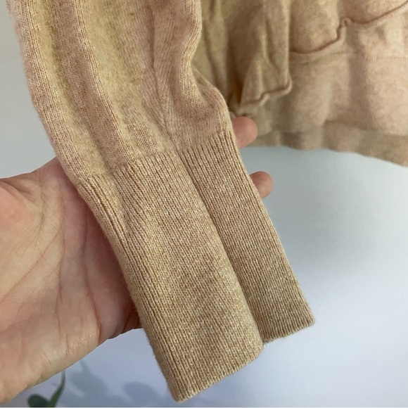 [J. Crew] Women's Tan Crewneck Ruffle Wool Blend Pullover Sweater - Picture 4 of 10